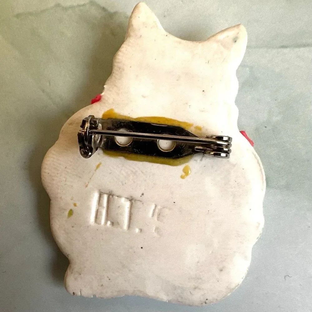 “H.T.Ceramic Cat Brooch - Picture 5 of 6